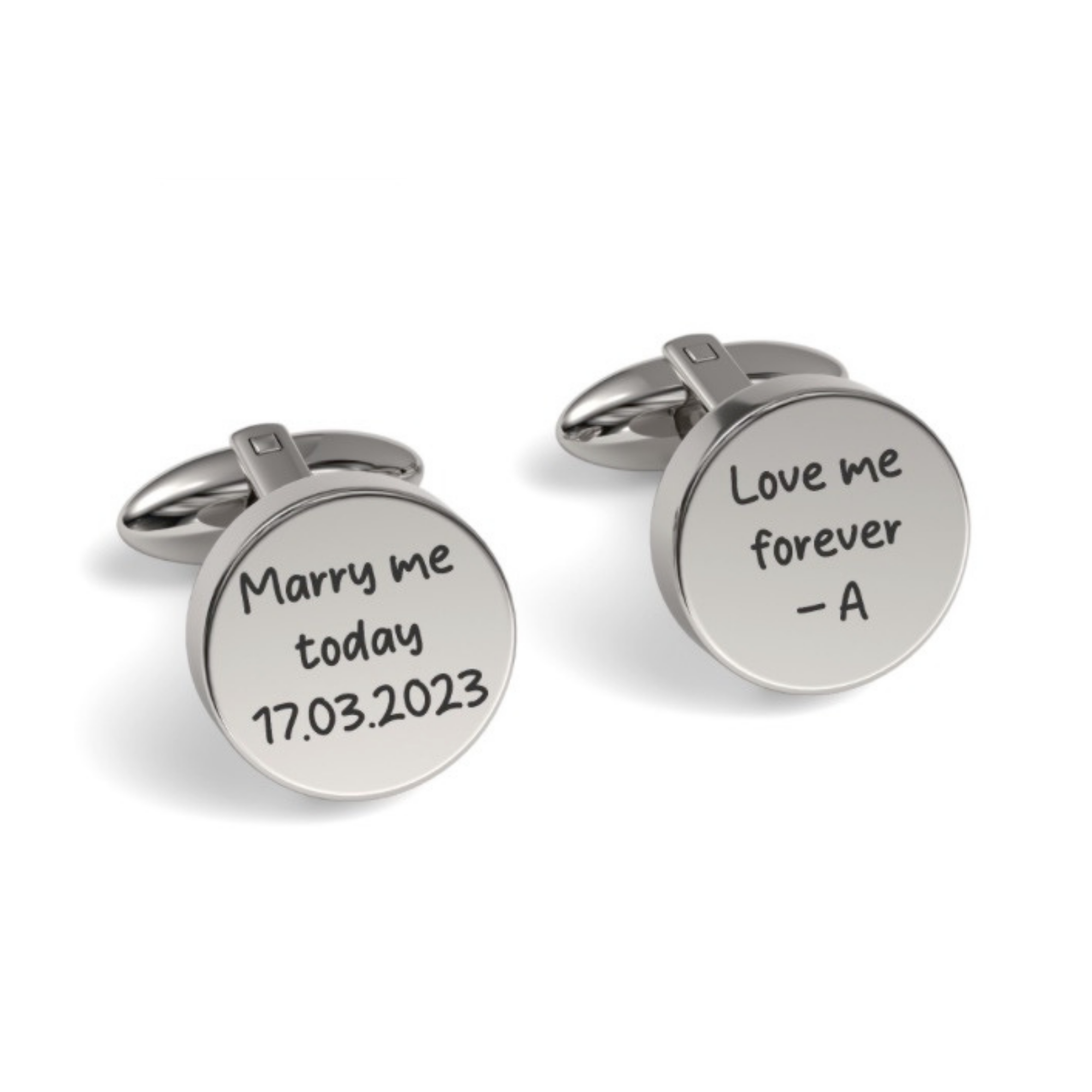 Custom Handwriting Engraved Round Cufflinks