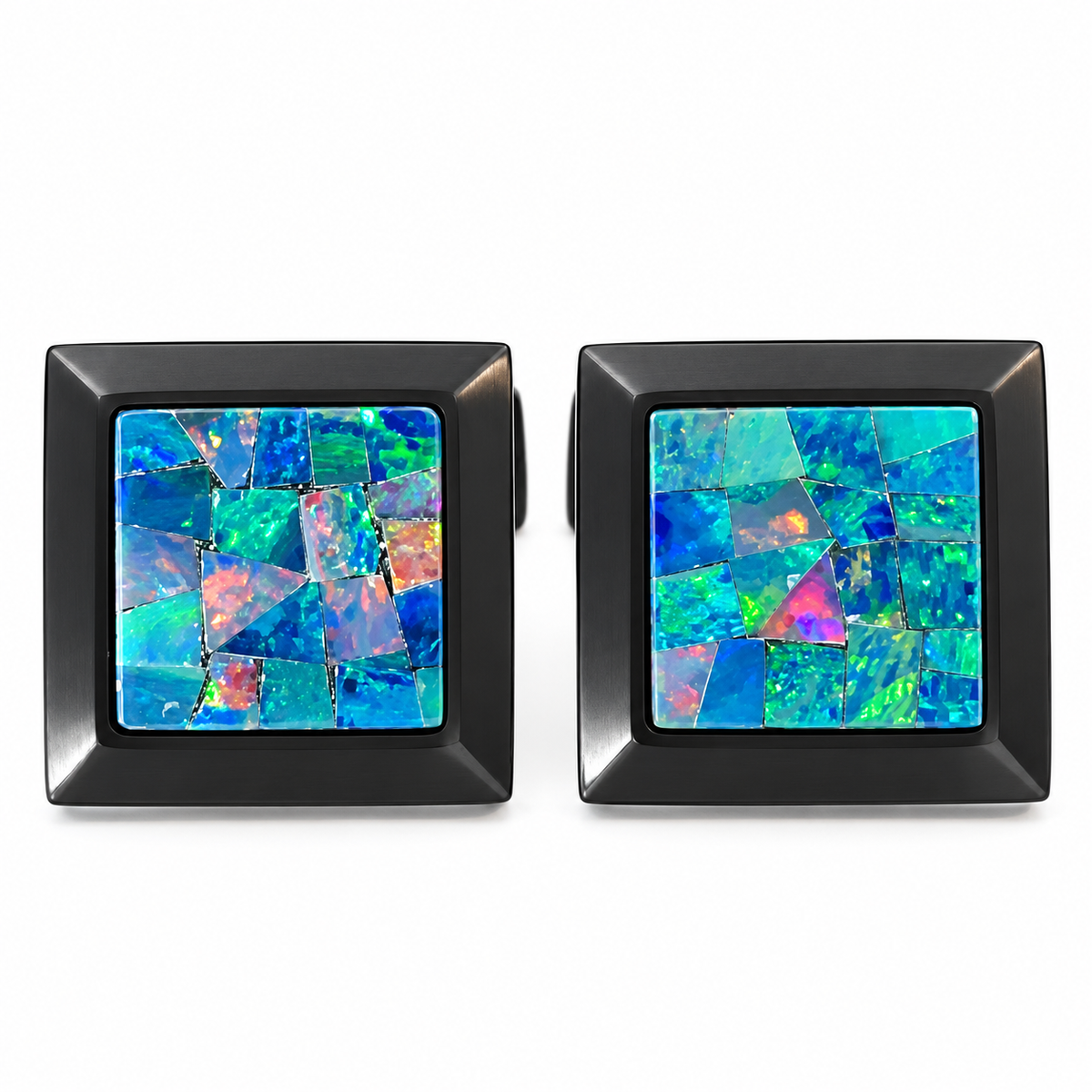 Opal Brushed Black Square Cufflinks
