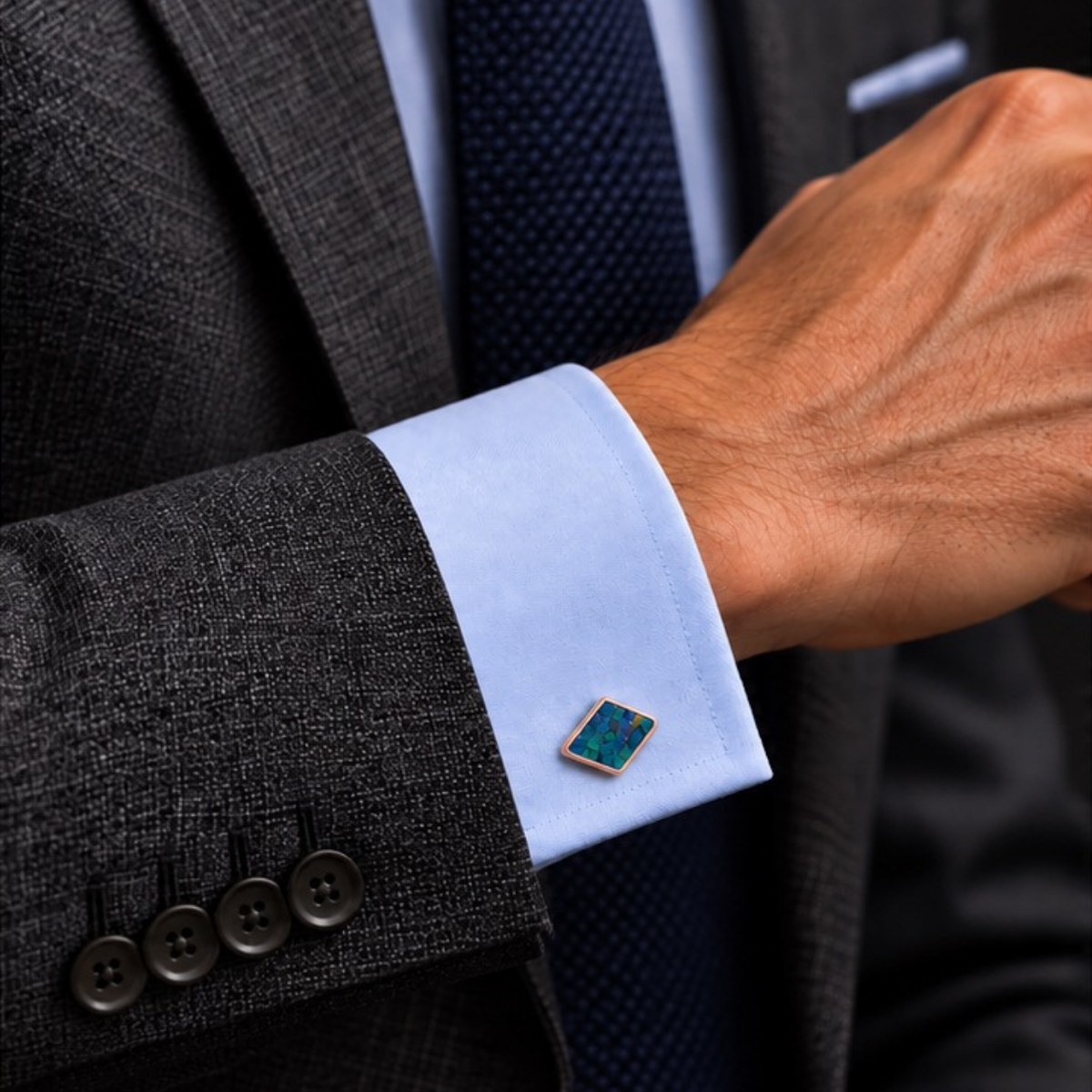 Opal Rose Gold Diamond Cufflinks