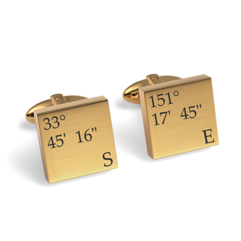 Latitude and Longitude Coordinates Engraved Cufflinks