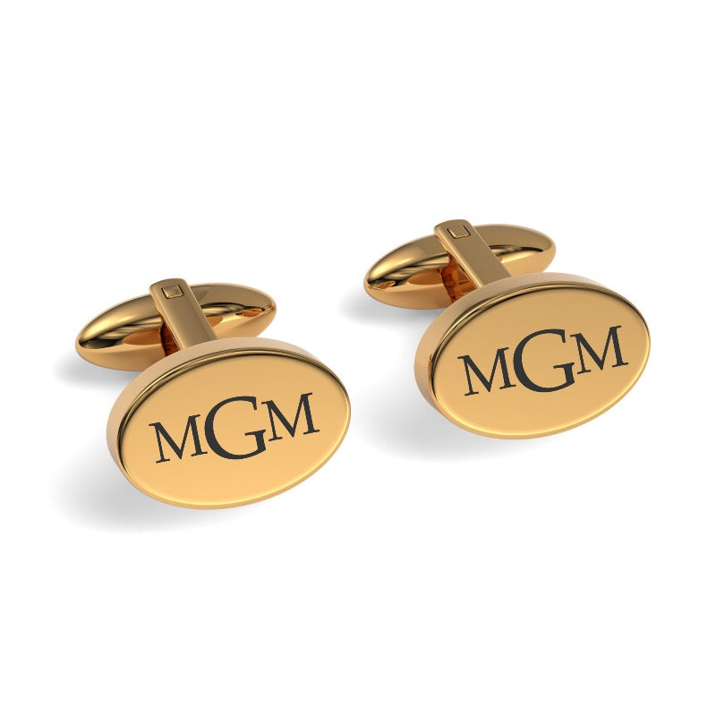 Engraved Monogram Initials Oval Cufflinks