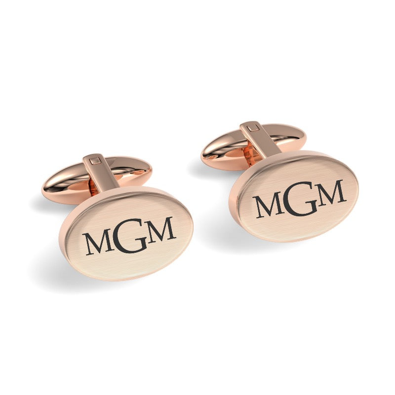 Engraved Monogram Initials Oval Cufflinks