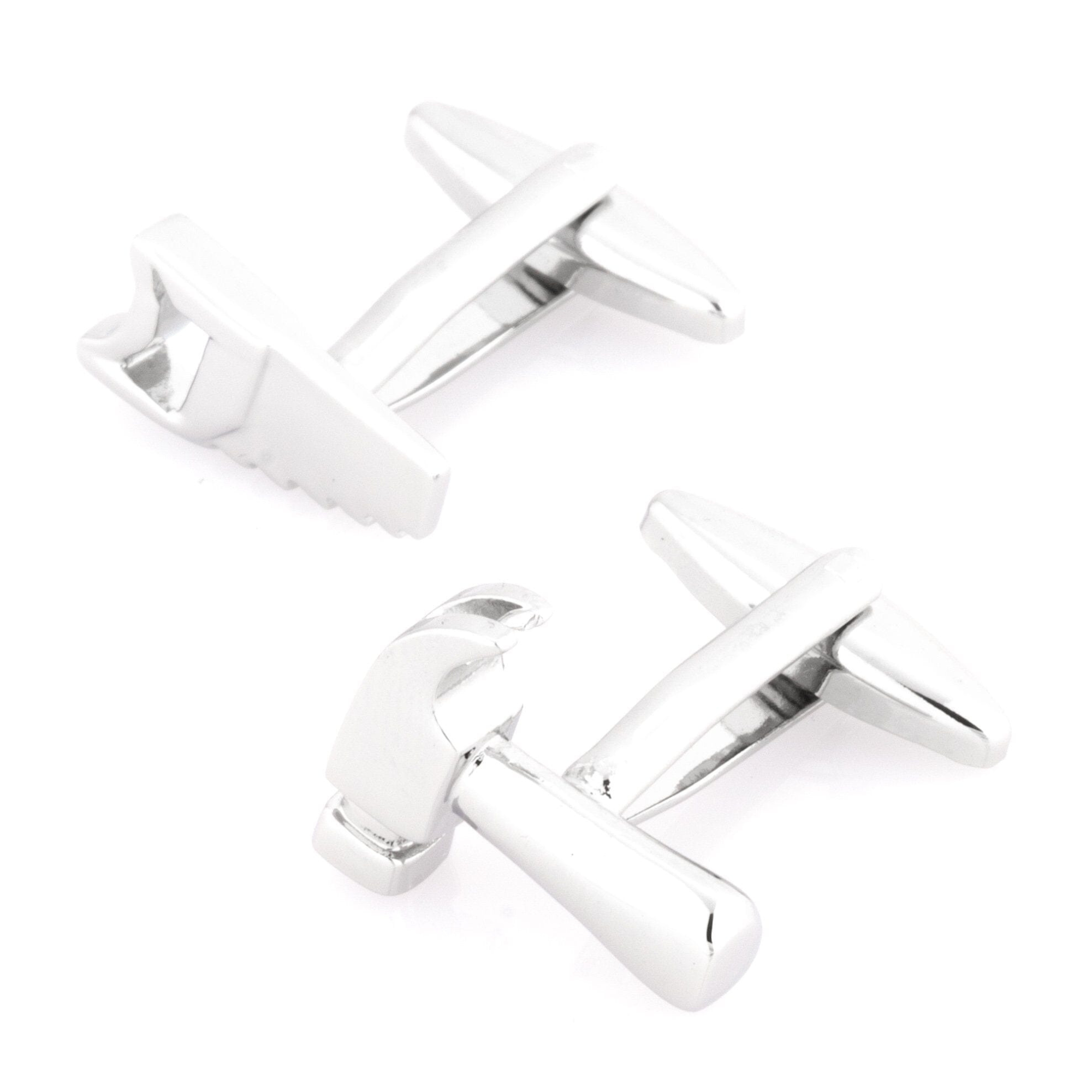 Handyman Hammer & Saw Silver Cufflinks