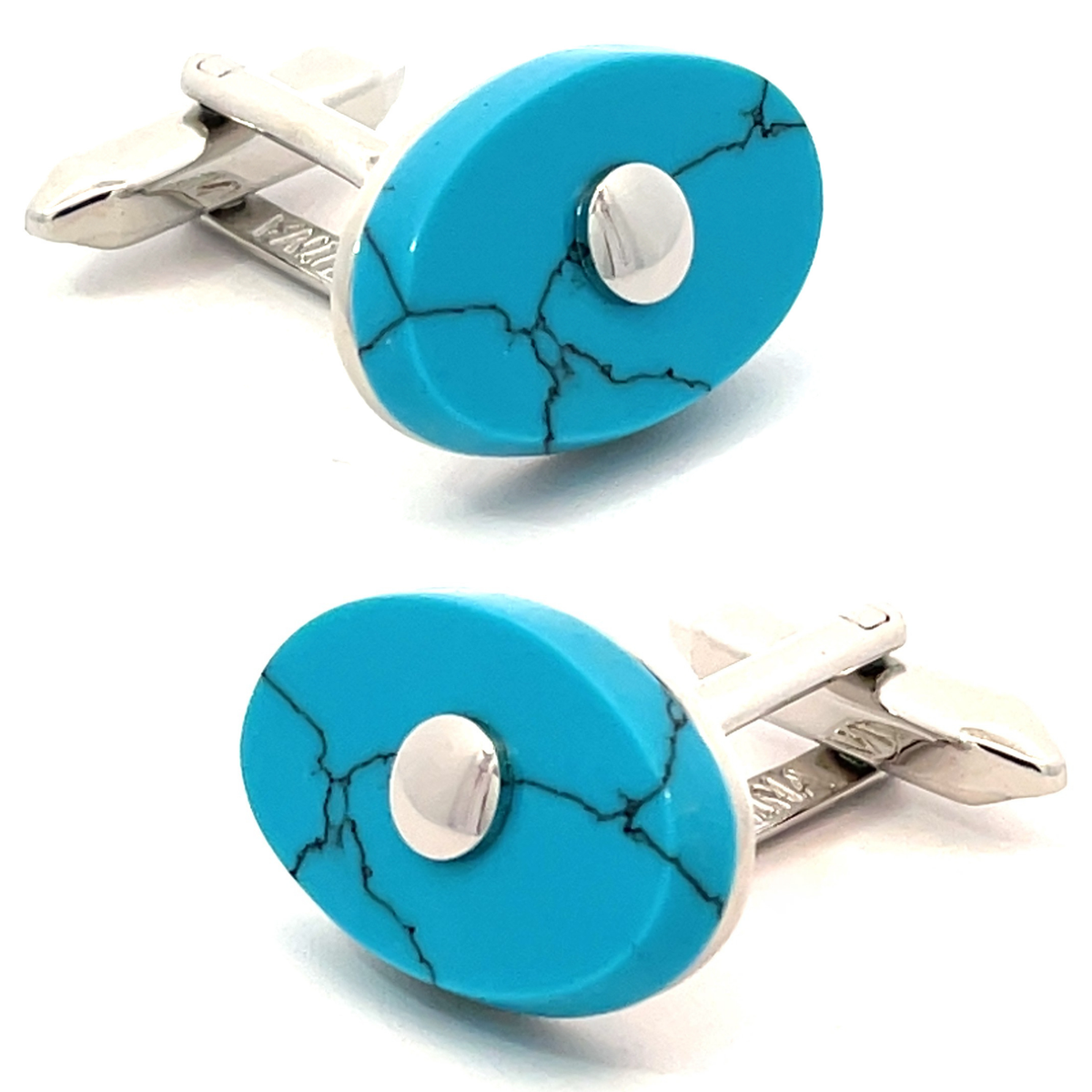 Turquoise Howlite Stone with Silver Cufflinks
