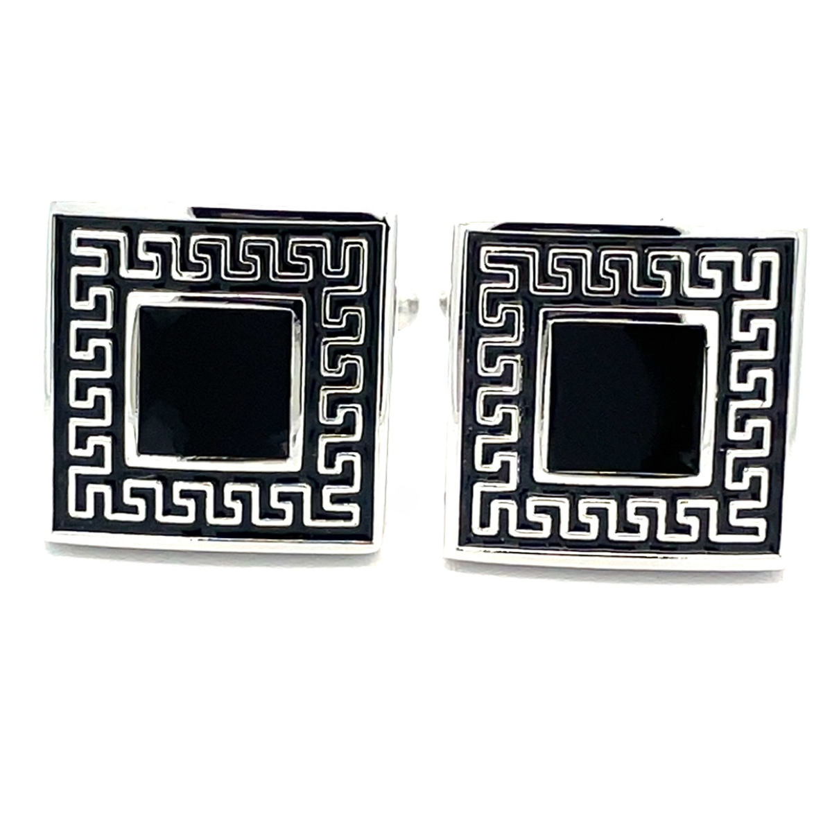 Black Patterned Enamel Cufflinks