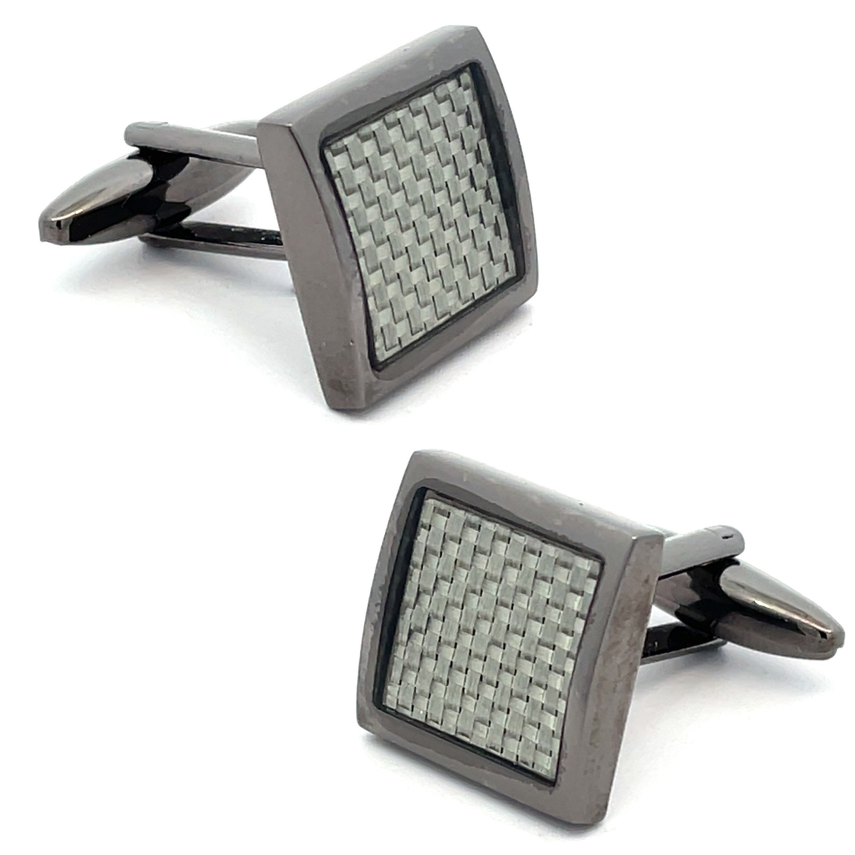 Carbon Fibre in Gunmetal Square Cufflinks