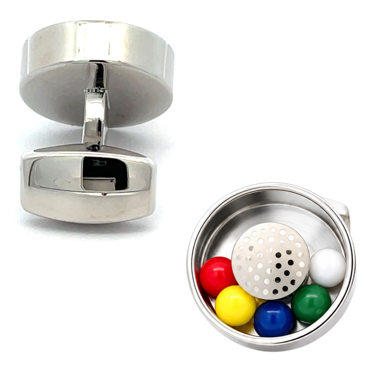 Moving Ball Bearing Cufflinks with Colourful Balls