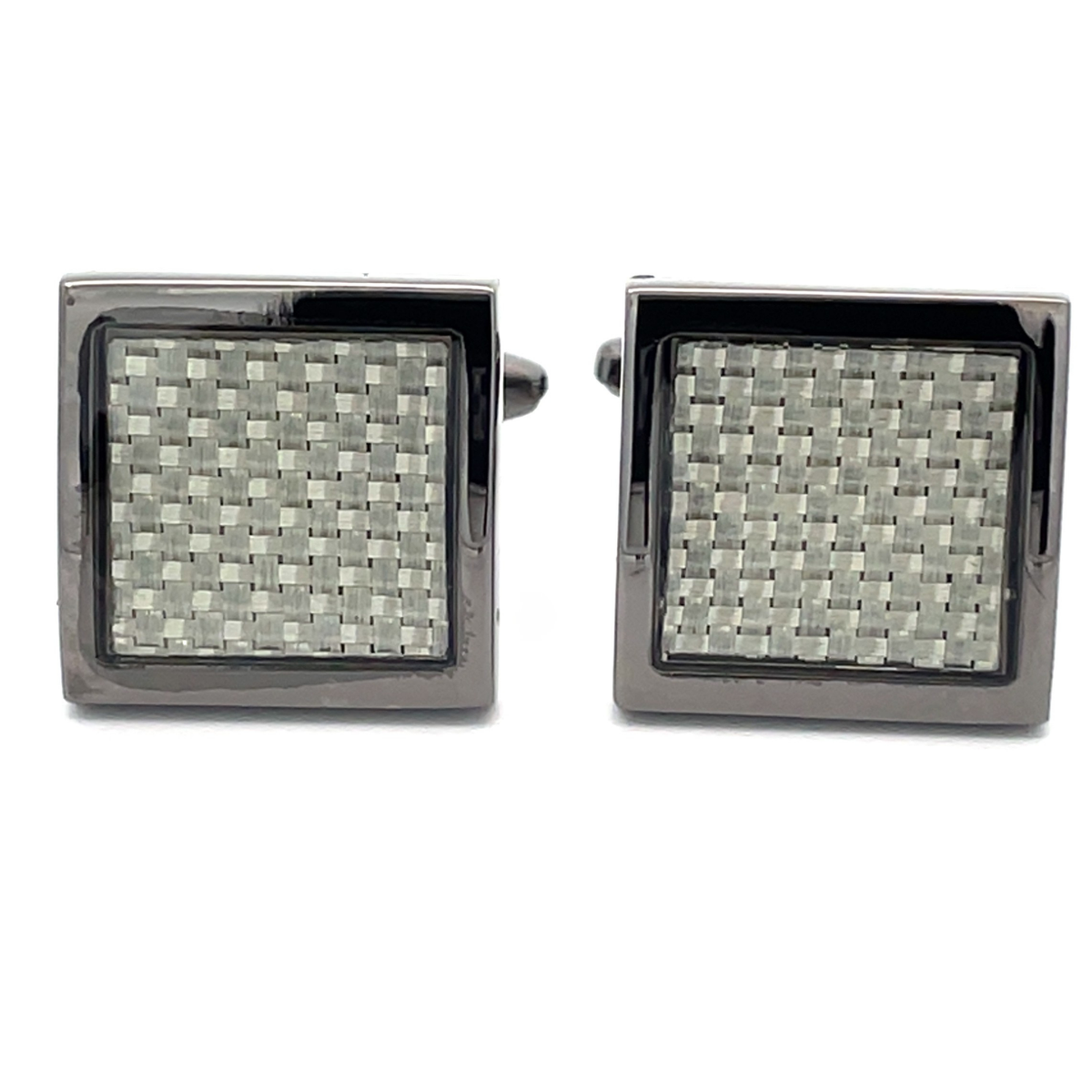 Carbon Fibre in Gunmetal Square Cufflinks