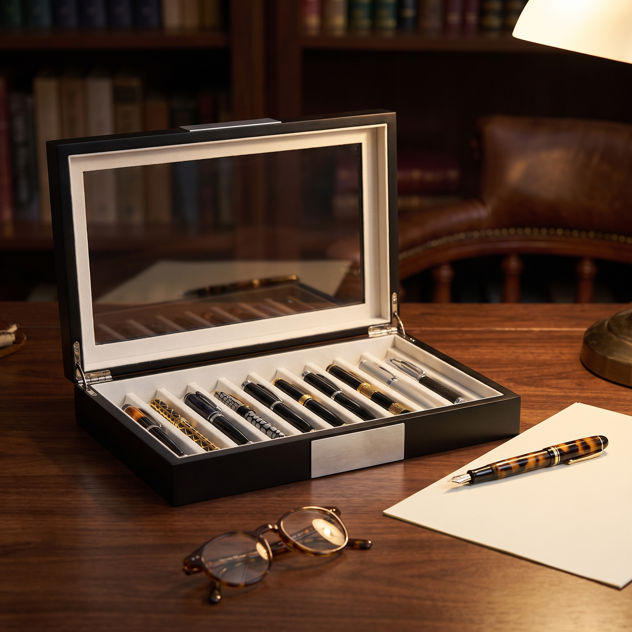 10 Slots Wooden Pen Box — lifestyle shot