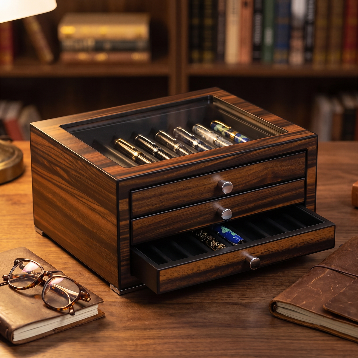 24 Slots Ebony Wooden Pen Box — lifestyle shot