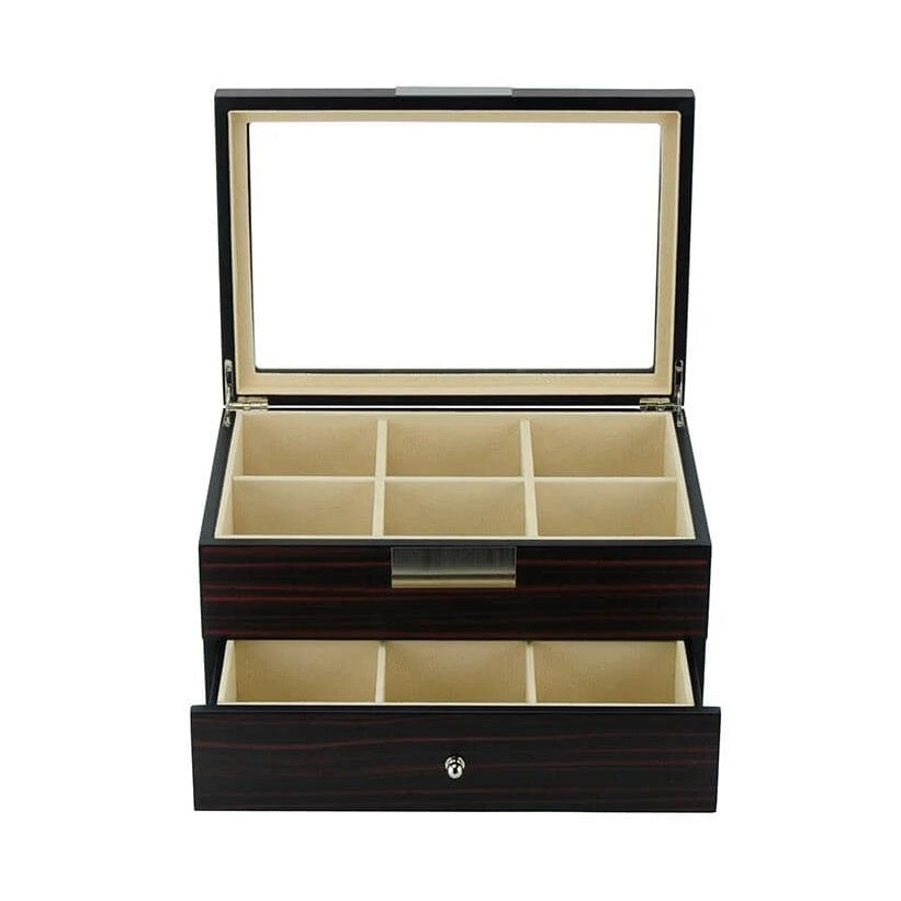 Ebony Wooden Tie Box for 12 Storage Boxes Clinks