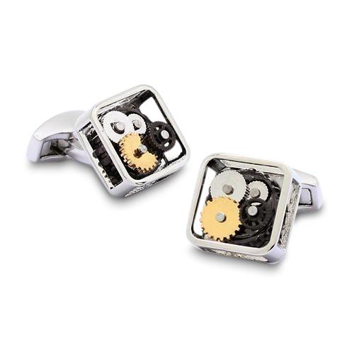 Steampunk Gears Square Rhodium Cufflinks Novelty Cufflinks Clinks Australia