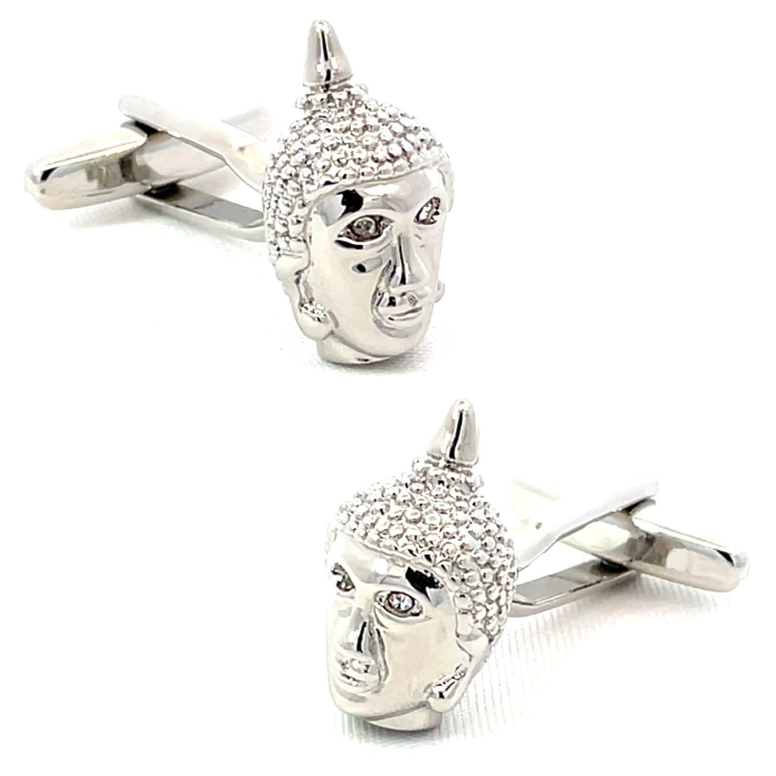 Buddha's Head Rhodium Cufflinks