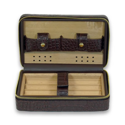 Dark Brown Cigar Humidor Leather Case for Cigars