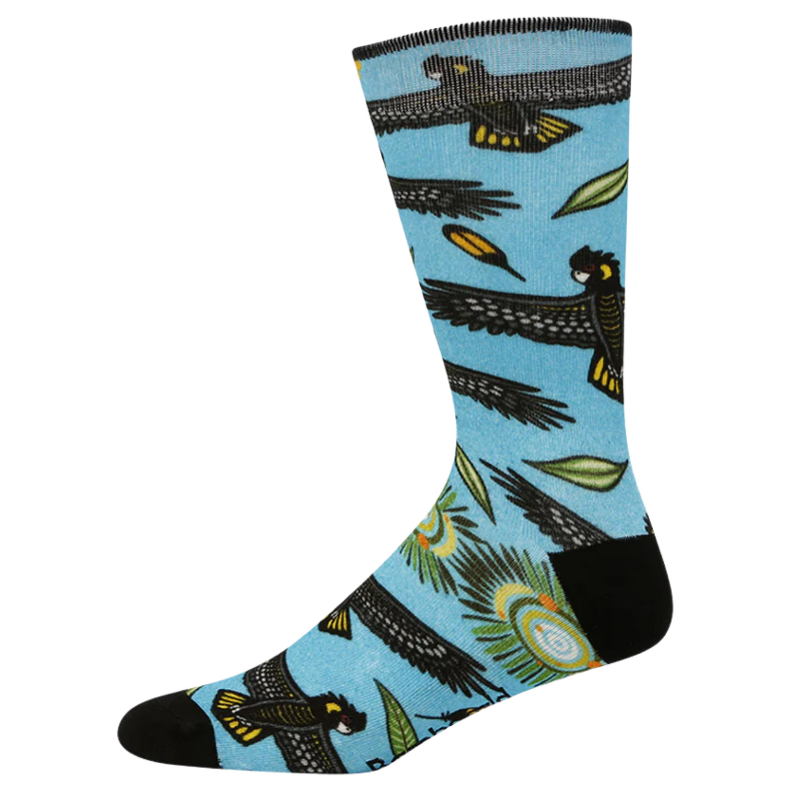 Mens Native Australian Black Cockatoo Bamboo Socks
