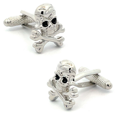 Skull & Crossbones Cufflinks with Black Eyes