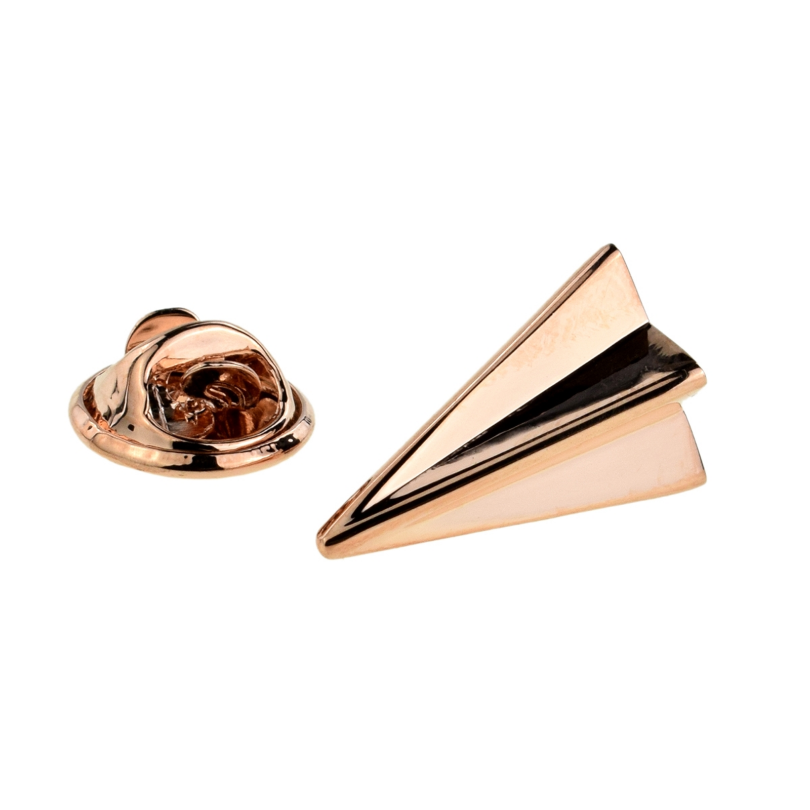 Rose Gold Plated Folded Paper Plane Lapel Pin Badge