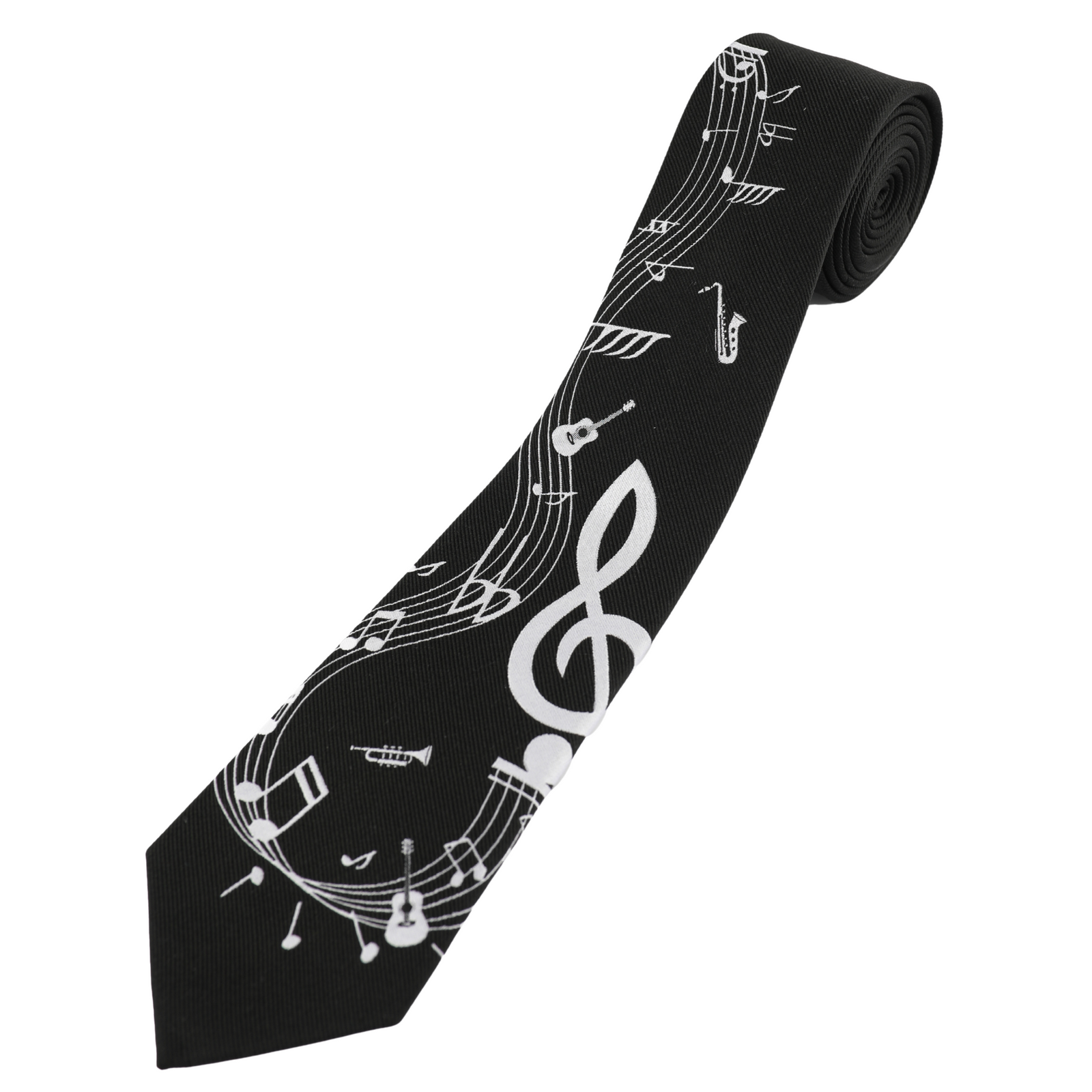 Music Notes Tie Black
