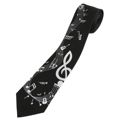 Music Notes Tie Black