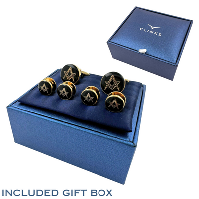 Black and White Shell Cufflinks and Stud Set