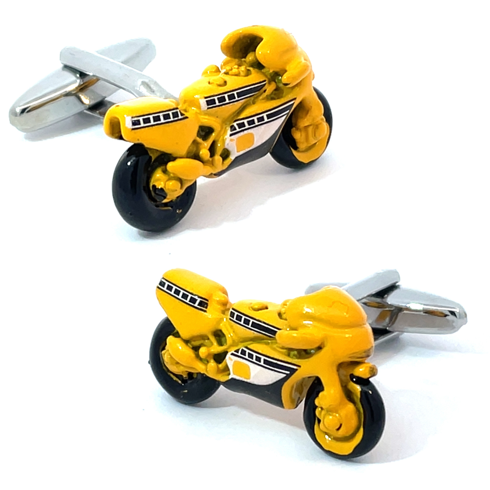 Yellow Sports Motorbike Cufflinks
