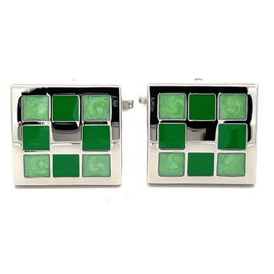 Nine Panel Green Cufflinks
