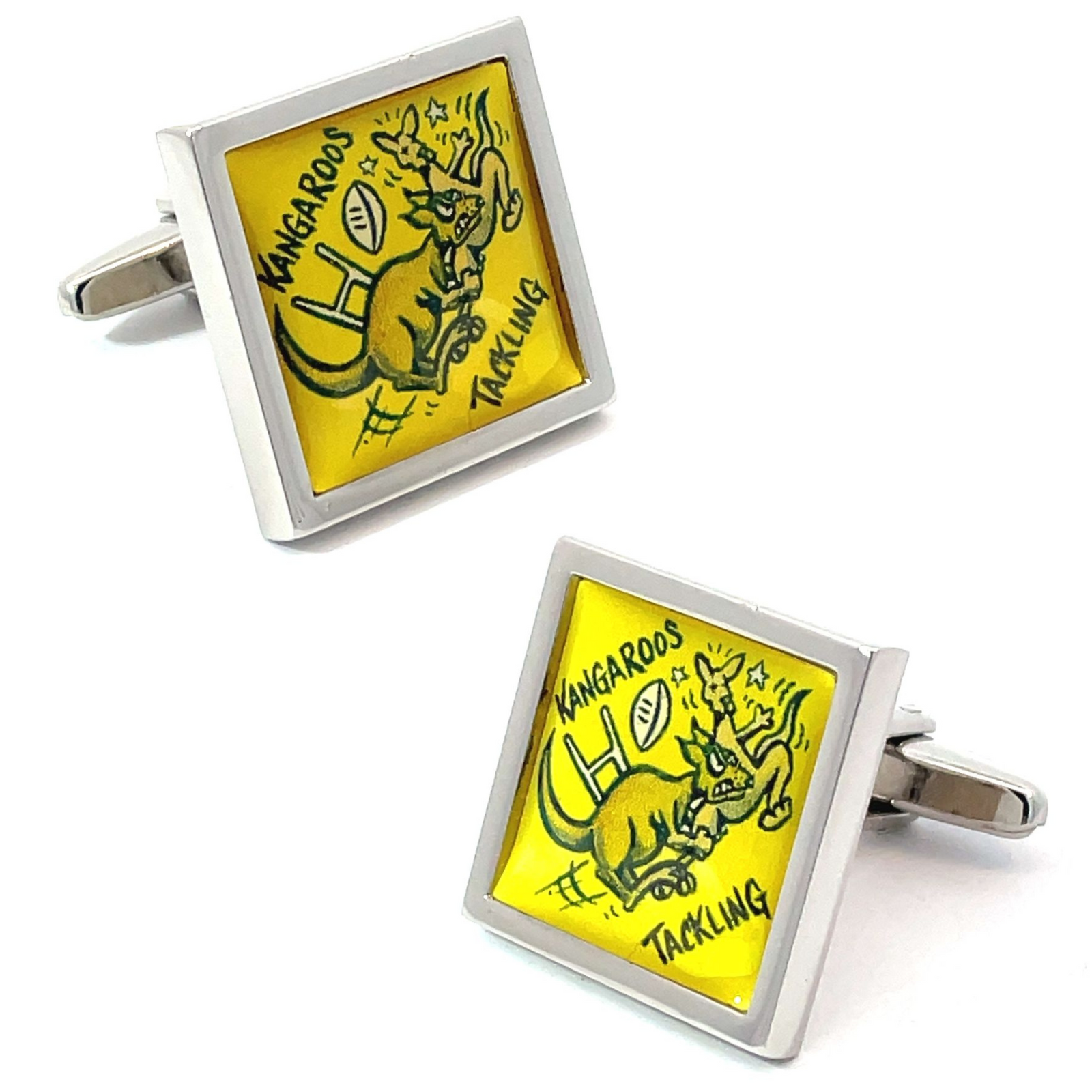 Road Sign Cufflinks: Beware Kangaroos Rugby Tackling