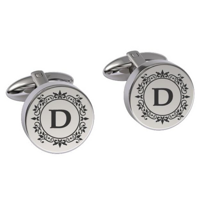 Elegant Engraved Initials Cufflinks in Silver
