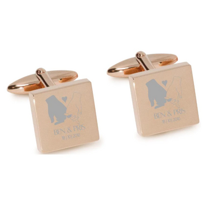 The Promise Engraved Cufflinks in Rose Gold