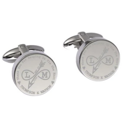 Tying The Knot Engraved Cufflinks in Silver