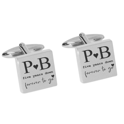 Five Years Down Forever to Go Engraved Cufflinks in Silver