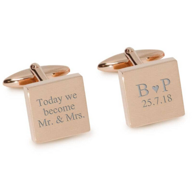 Today We Become Initials Date Engraved Cufflinks in Rose Gold