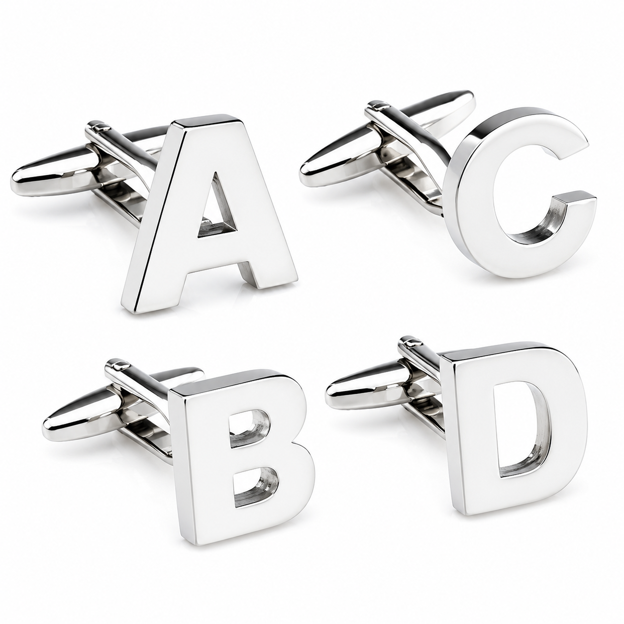 Personalised Silver Cut Out Initial Letter Cufflink