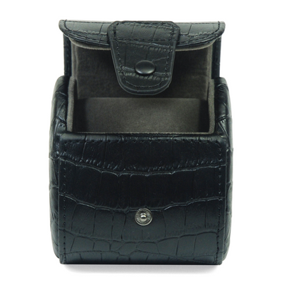 Travel Watch Roll Case for 1 in Black Genuine Leather