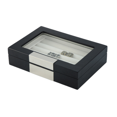 20 Pairs Black Wooden Cufflink Box