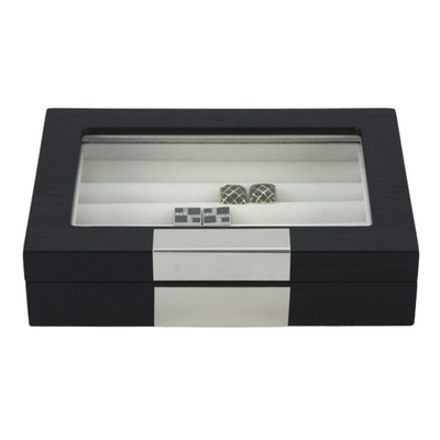 20 Pairs Black Wooden Cufflink Box