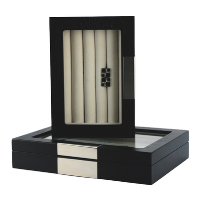 20 Pairs Black Wooden Cufflink Box