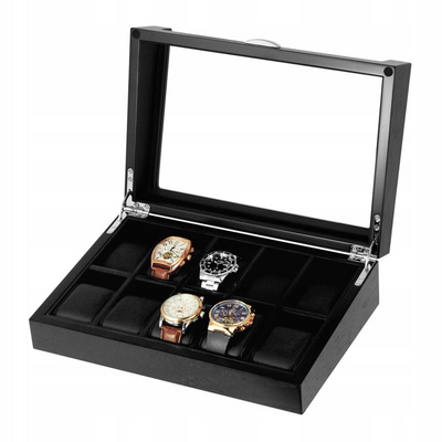 Black Wooden Watch Box for 10 Watches