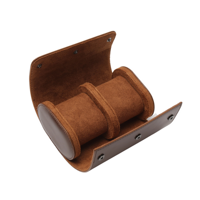 Watch Roll Case for 2 in Brown Vegan Leather