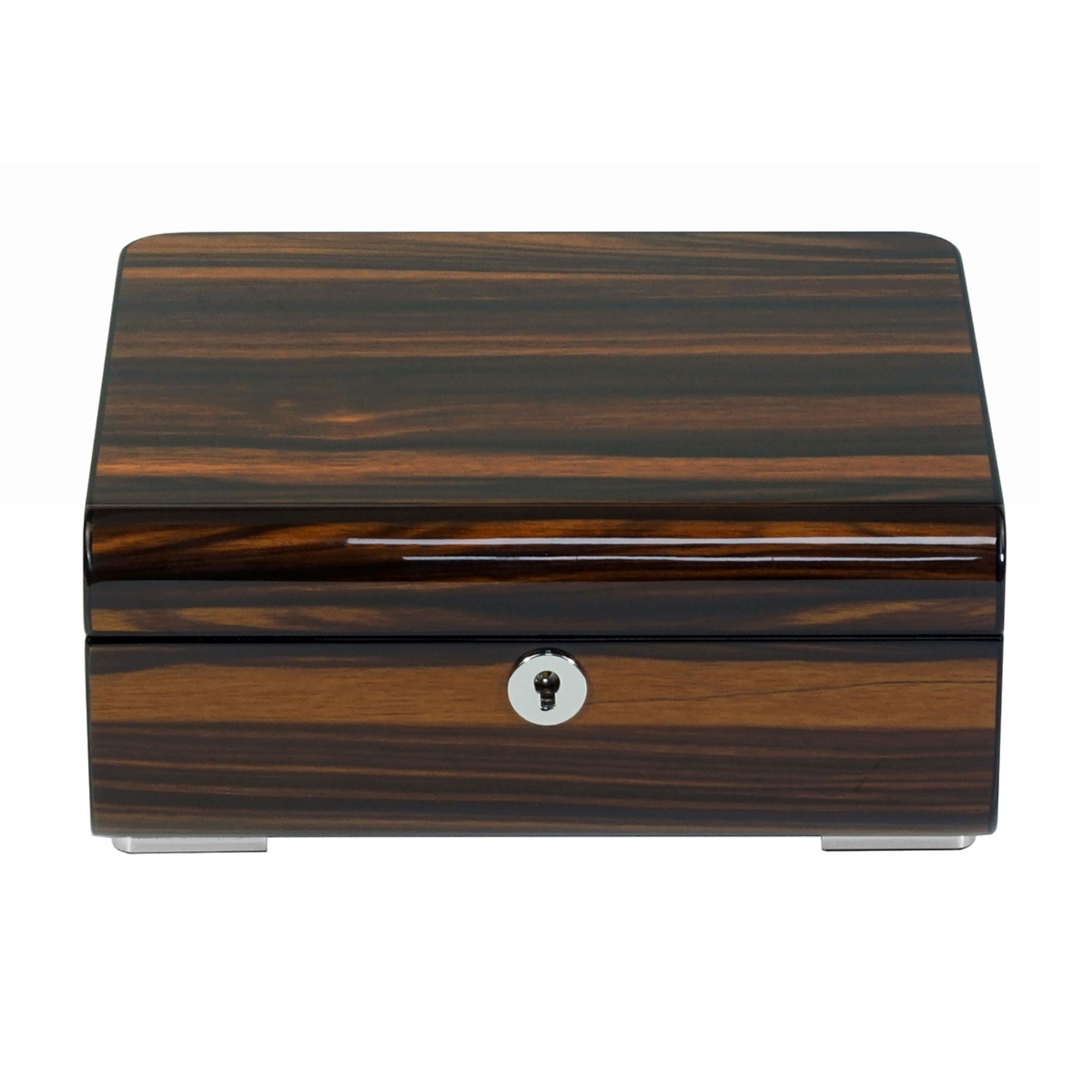 6 Slots Watch Box with Lock in Wooden Ebony Watch Boxes Clinks 