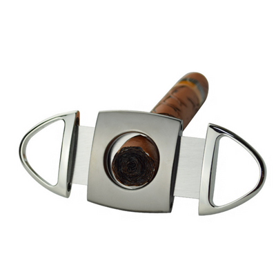 Silver Two Finger 64 Ring Gauge Cigar Cutter Boxed