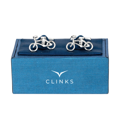 Modern Silver Bicycle Cufflinks