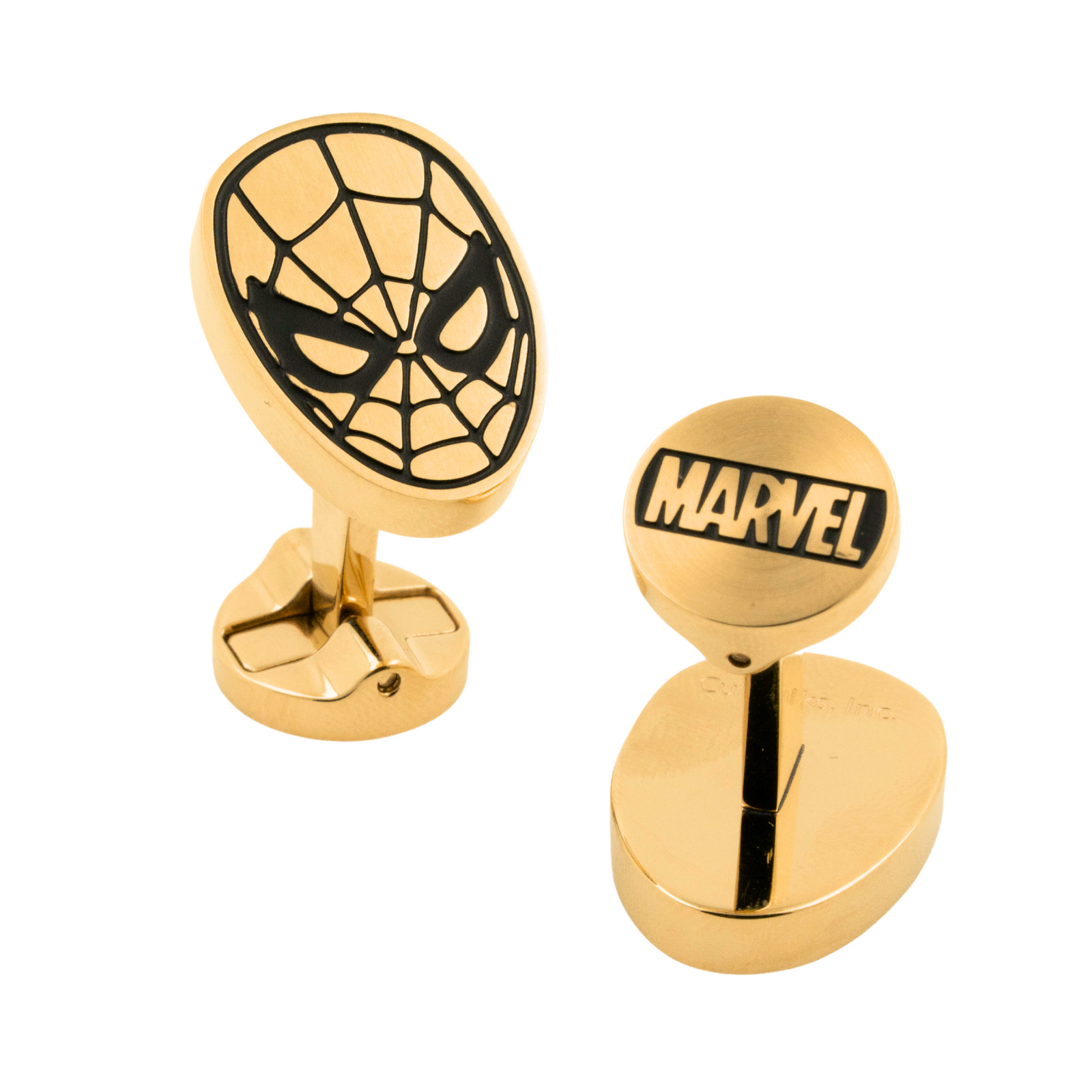 Stainless Steel Black And Gold Spider-man Cufflinks