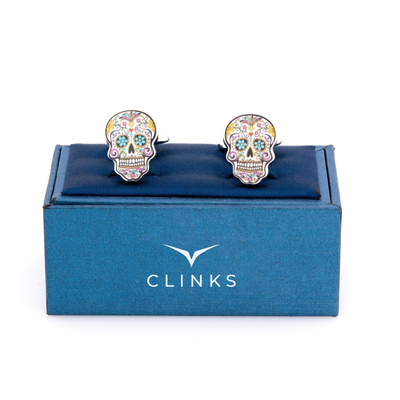 Flower Skull Calavera Cufflinks