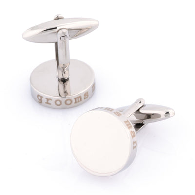 Groomsman Laser Etched Round Engravable Wedding Cufflinks