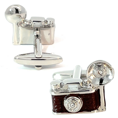 Retro Camera with Flash Bulb Cufflinks