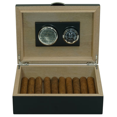 20 CT Black Wooden Cigar Humidor and Ashtray Set