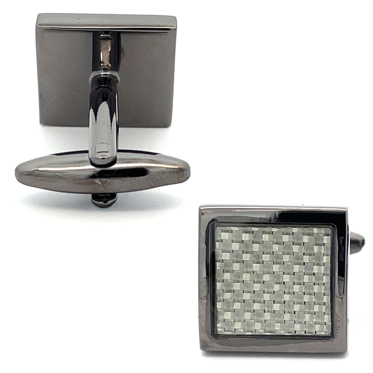 Carbon Fibre in Gunmetal Square Cufflinks