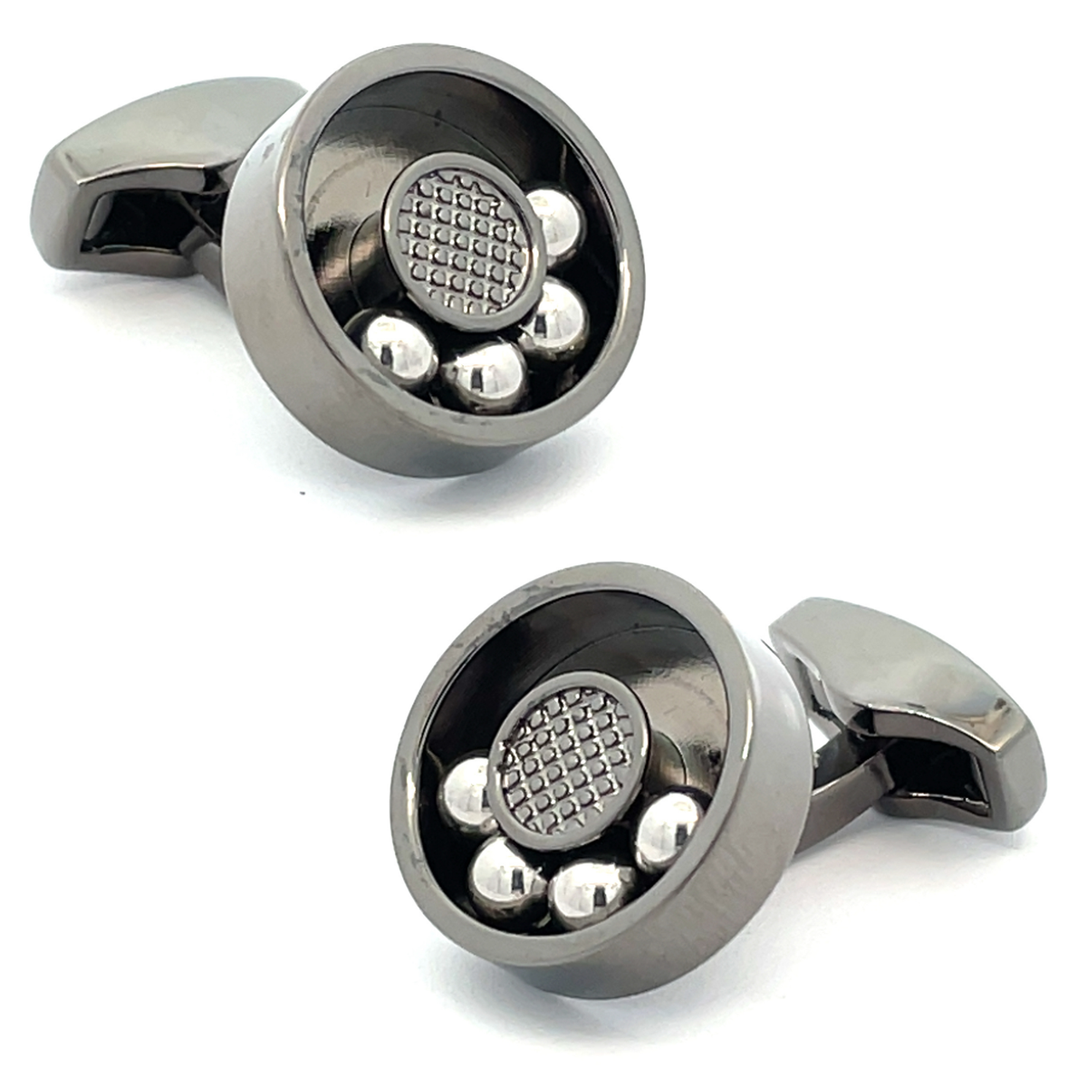 Moving  Ball Bearing Cufflinks Gunmetal