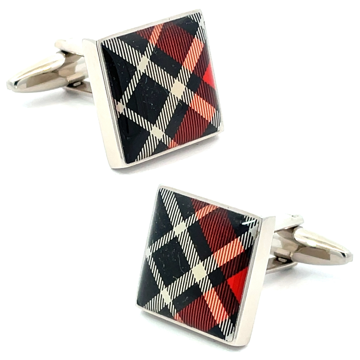 Red Scottish Tartan Plaid Cufflinks